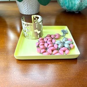 Square metal vibrant yellow catch all tray